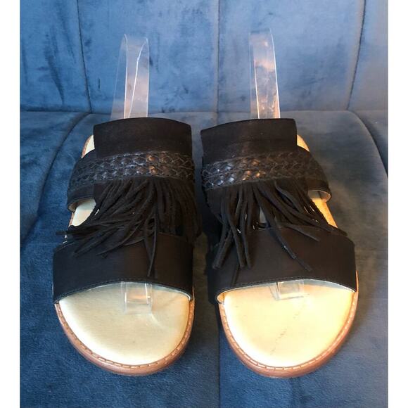 Liebeskind Berlin Anthropologie Sandals Black Leather Fringe Suede U.S. Size 6.5 - Picture 2 of 7